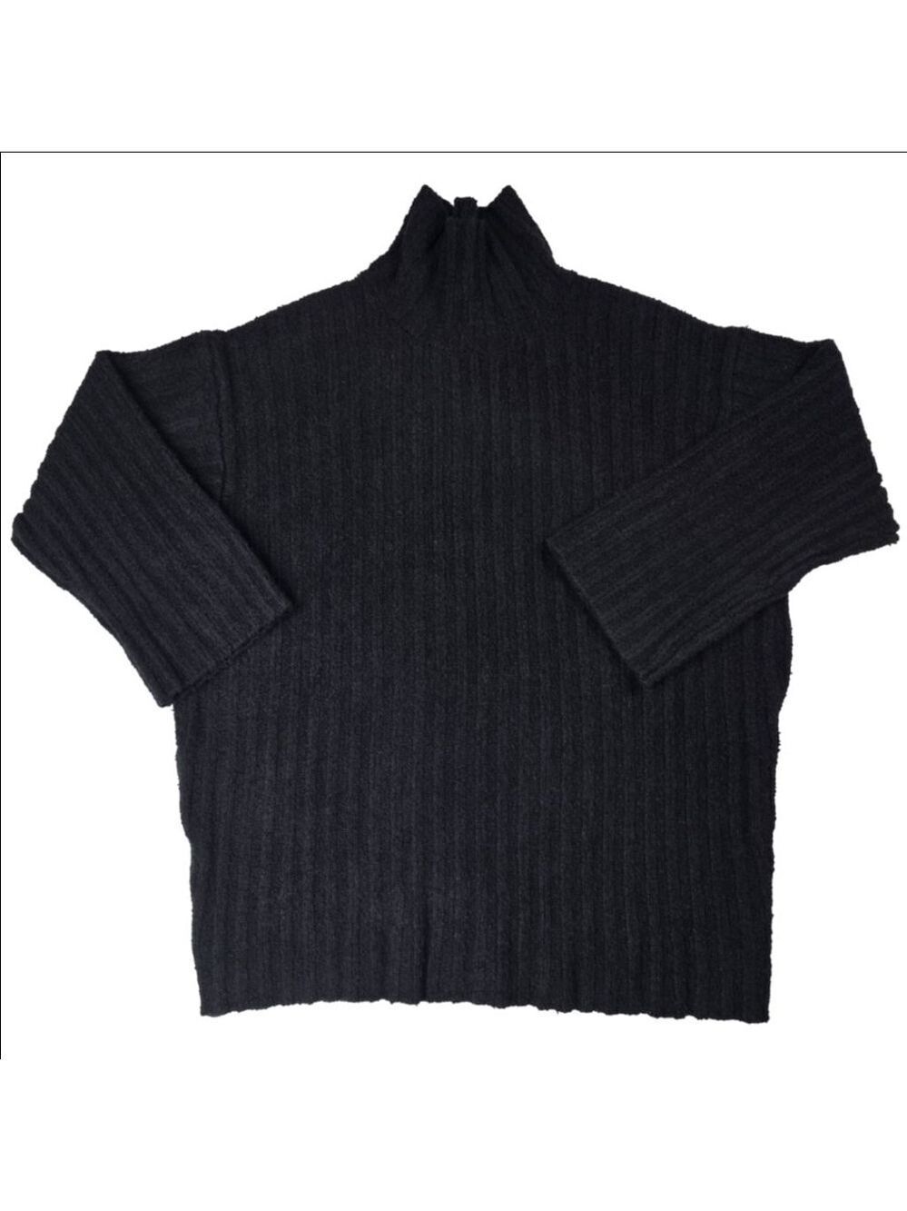 Universal Thread Black Ribbed Knit Mock Collar Sweater Large
